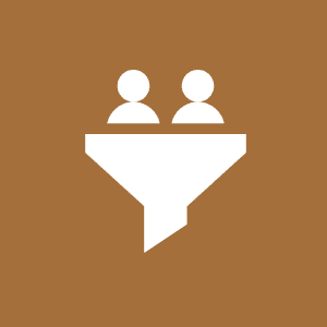 Two figures inside a white funnel icon.
